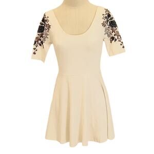 Free People embroidered skater dress Cream/Ivory XS